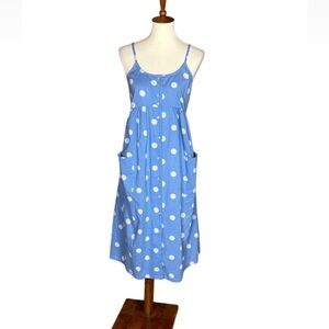 April Cornell periwinkle blue sundress with polka dots Size Small
